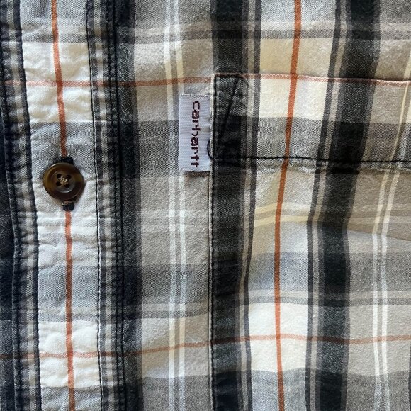 CARHARTT Mens Relaxed Fit Lightweight Gray Plaid Short Sleeve Size Medium - Picture 5 of 7